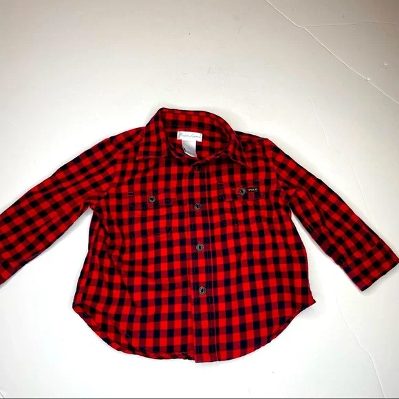 Ralph Lauren | Shirts & Tops | Ralph Lauren Redblack Plaid Buttondown Shirt  Toddler 2 Months | Poshmark